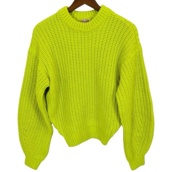 Show Me Your Mumu Sweater Bailey Green Cable Knit Crewneck  Various Sizes NWT - Picture 2 of 10